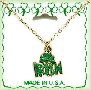 Irish 18 Inch Necklace With Shamrock & IRISH Script