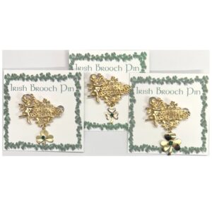 Irish Shamrock Brooch Pins With Crystal Stones