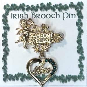 Irish Mother's Brooch Pin With 6 Austrian Crystal Stones