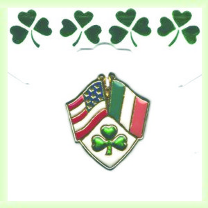 Irish / American Flag Lapel Pins With Shamrock
