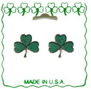 Irish Shamrock Pierced Earrings in Silver Plate