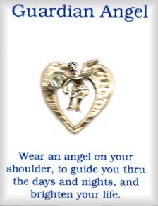 Guardian Angel in Eternity Heart Crystal Pin in 36 Piece Display