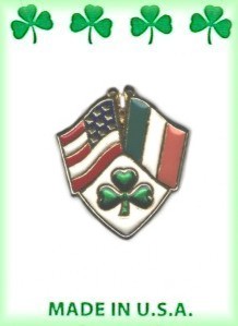 Irish / American Flag Pins With Shamrock in 3 Dozen Display