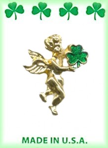Irish Guardian Angel Pins With Shamrock in 3 Dozen Display
