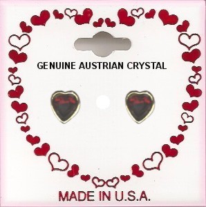 Valentine Love Red Crystal Heart Pierced Earrings