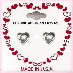 Valentine Love Heart Crystal Pierced Earrings