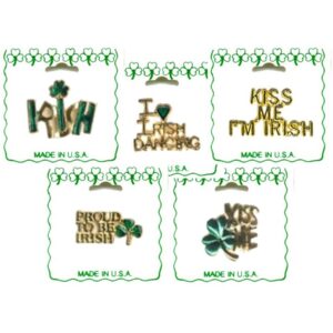 Irish Assorted Lapel Pins With Sayings Gold Plated