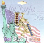 USA Script Lapel Pin With 16 Crystal Stones