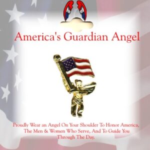 USA Guardian Angel Lapel Pin With American Flag
