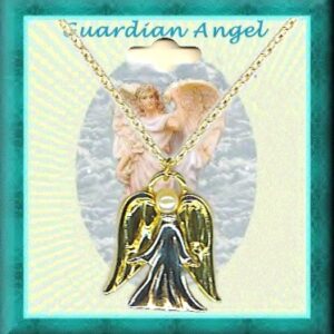 Guardian Angel Necklace Gold & Silver Plate With Pearl