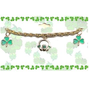 Irish Shamrock & Claddagh Charm Bracelet