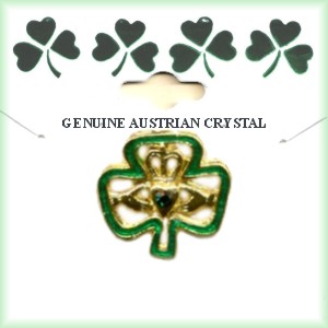 Irish Claddagh in Shamrock Lapel Pin With Crystal Stone