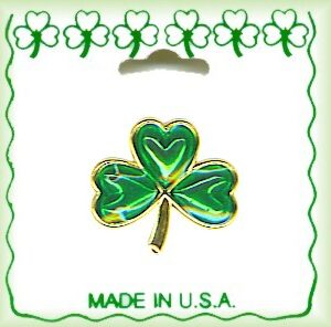 Irish Large Shamrock Lapel Pin in Gold Plate