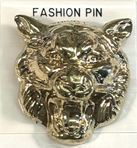 Wildcat Zoo Animal Brooch Pin Gold Plated