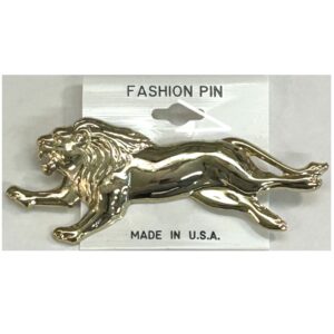 Lion Zoo Animal Brooch Pin Gold Plated