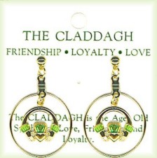 Irish Claddagh Eternity Dangle Pierced Earrings