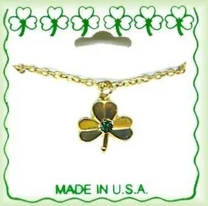 Irish Shamrock With Crystal Stone Necklace