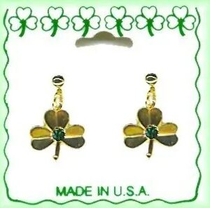 Irish Dangle Pierced Earrings With Crystal Stones