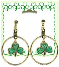 Irish Shamrock Eternity Dangle Earrings