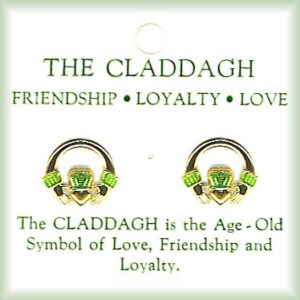 Irish Claddagh Pierced Earrings in Gold Plate