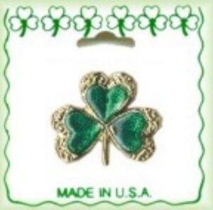 Irish Shamrock Lapel Pin in Gold Plate