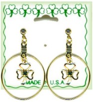 Irish Shamrock Eternity Crystal Dangle Earrings