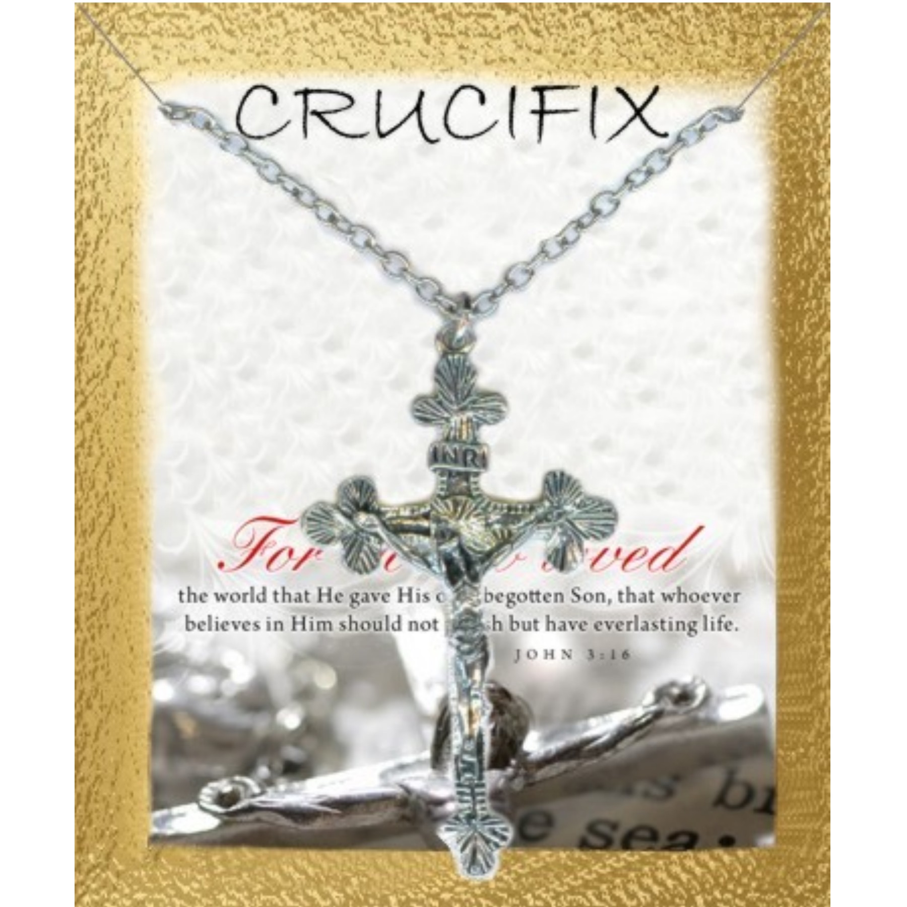 Crucifix Jesus on the Cross Necklace Antique Silver Plate