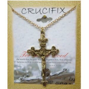 Crucifix Jesus on the Cross Necklace in Antique Gold Plate
