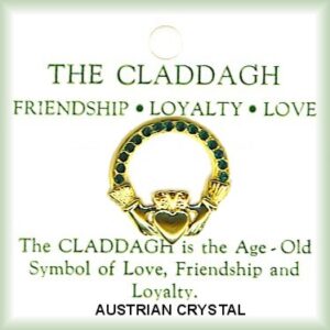 Irish Claddagh Austrian Crystal Lapel Pin