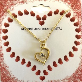 Valentine Love Heart With Crystal Stone Necklace