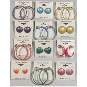 Pierced Earrings Spring Metallic Colors Assortment