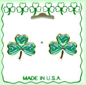 Irish Shamrock Post Earrings in Gold Plate