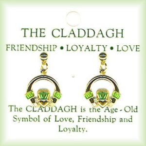 Irish Claddagh Dangle Gold Plated Earrings
