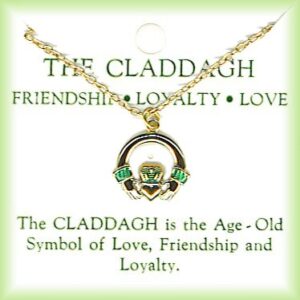 Irish Claddagh Necklace in Gold Plate