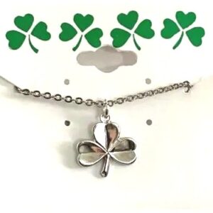Irish Shamrock Necklace in Silver Plate