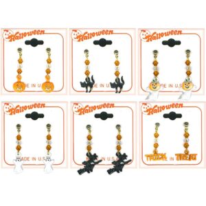 Halloween Crystal Dangle Pierced Earrings Assortment