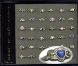Adult Sized "Gemstone" Rings Silver Plated Assortment