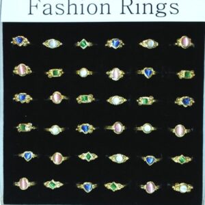 Adult Sized "Gemstone" Rings Gold Plated Assortment