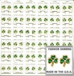 Irish Shamrock Pierced Earrings in 3 Dozen Display