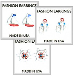 Nautical Sailing Pierced Earrings in 3 Dozen Display