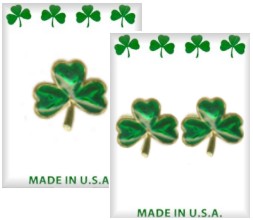 Irish Shamrock Earrings & Lapel Pins Assortment