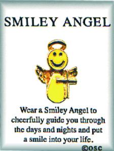 Religious Smiley Face Angel With Cross Lapel Pin in 3 Dozen Display