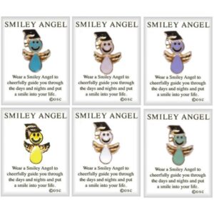 Smiley Angel Graduation Lapel Pins in Pastel Colors on 3 Dozen Display