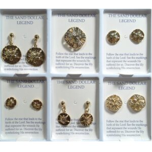 Sand Dollar Pierced Earrings, Necklaces, and Pins in 3 Dozen Display