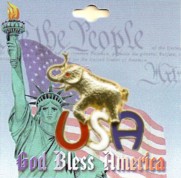 USA Republican Elephant Lapel Pin With Crystal Eye