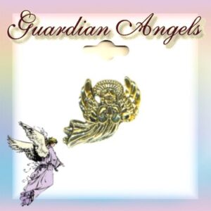 Guardian Angel Lapel Pin Antique Gold Plate