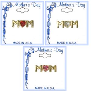 Mother's Day MOM Lapel Pins With Crystal Heart