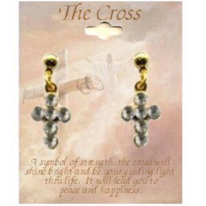 Cross Crystal Dangle Pierced Earrings