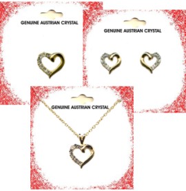 Valentine Heart Pierced Earrings, Pins, and Necklace Assortment