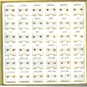Birthstone Pierced Earrings in 3 Dozen Display